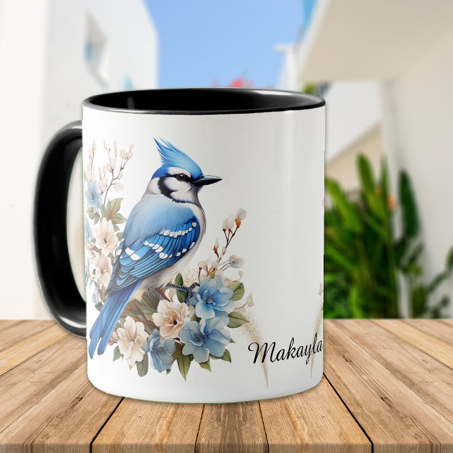 Caneca Primavera Blossomo Pássaro Azul (Criador carregado)