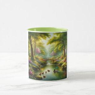 Caneca Primavera com patos/flores