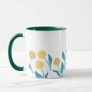 Caneca Primavera Dandelion Flores e Folhas Design