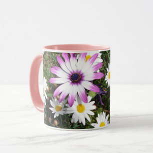 Caneca Primavera de Botânica da Flor Branca Púrpura