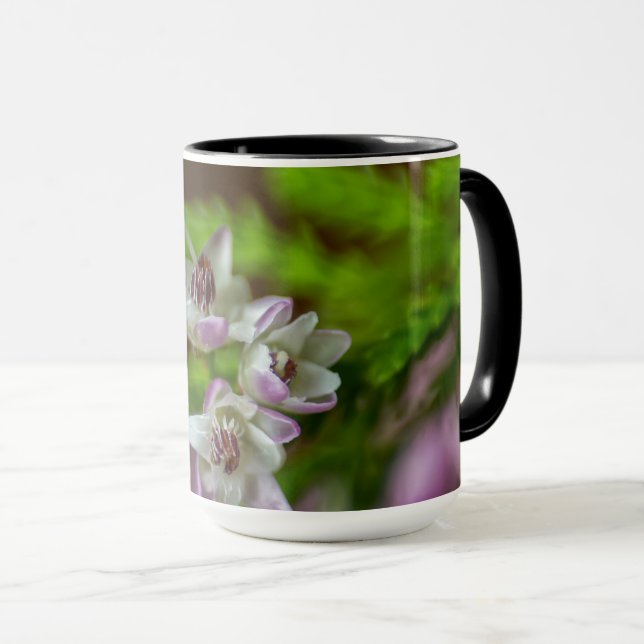 Caneca Primavera de Heather flor verde florescente branco (Frente Esquerda)