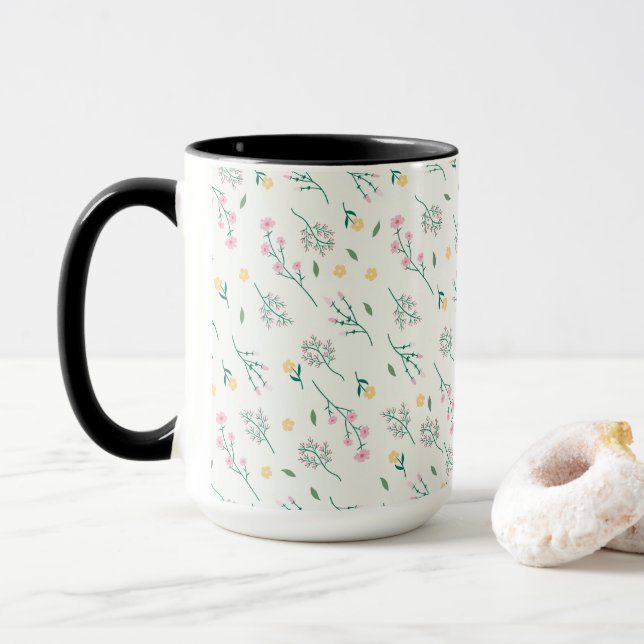 Caneca Primavera Flor Padrão Combo Floral (Com Donut)
