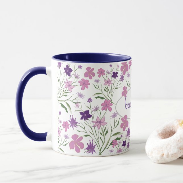 Caneca Primavera Flores de Flor de Flor de Café (Com Donut)