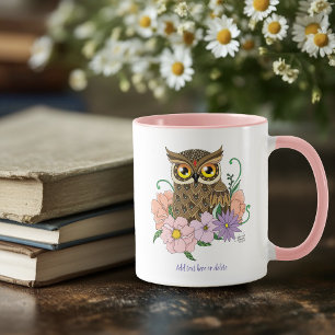 Caneca Primavera Pastel Flowers Owl