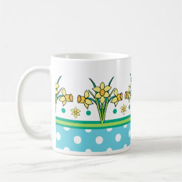 Caneca Primavera Sunshine Daffodil Border, Bolinhas Mug