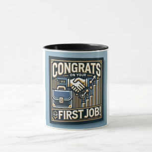 Caneca Primeira Celebração de Emprego Carreira de Suces