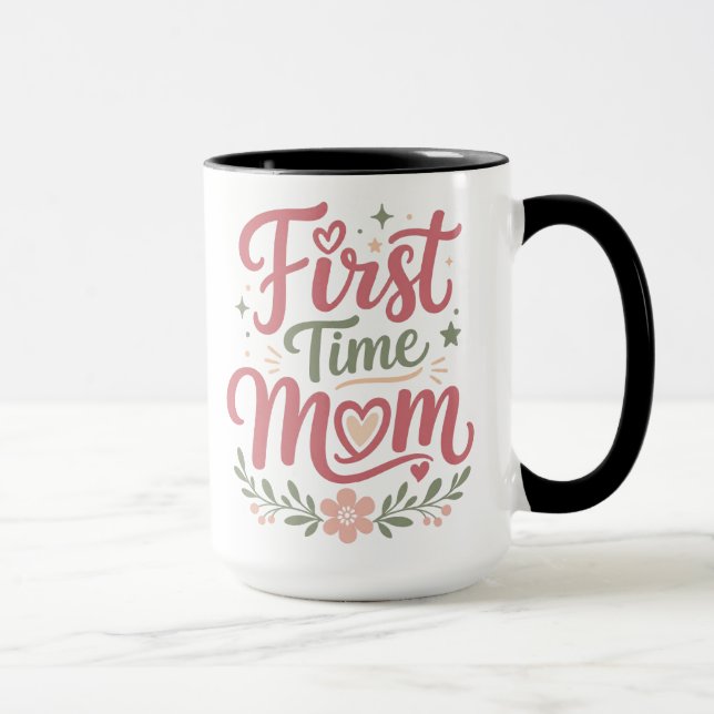 Caneca Primeira Mãe Fofa Design Floral Maternidade (Direita)