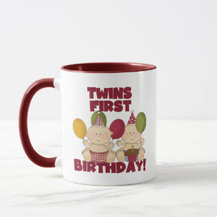 Caneca Primeiro aniversario gêmeos - Camisetas e presente