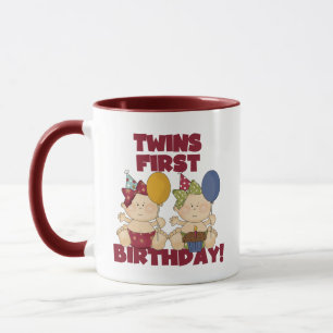 Caneca Primeiro aniversario Gêmeos - Camisetas e presente