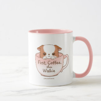 Caneca Primeiro Café, Depois Passeio Adorável Cachorrinho