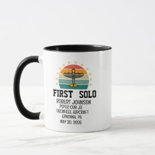 Caneca Primeiro Piloto de Avião Solo Personalizado Retro