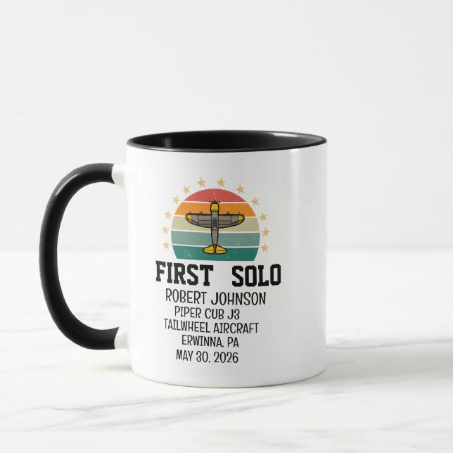Caneca Primeiro Piloto de Avião Solo Personalizado Retro (Esquerda)
