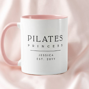 Caneca Princesa de Pilates Rosa Personalizada Minimalista