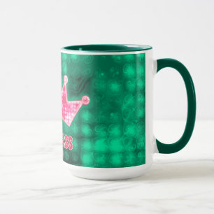 Caneca Princesa feminino e tiara cor-de-rosa e verdes do
