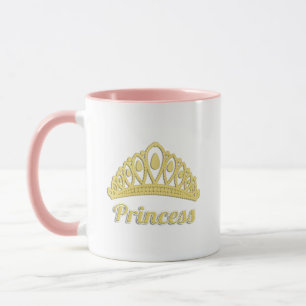 Caneca Princesa Word Art Ouro Coroa Gorda Mug