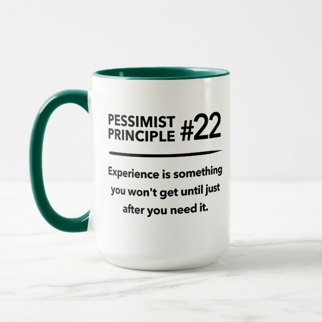 Caneca Princípio Pessimista #22: Experiência (Esquerda)