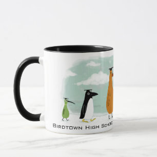 Caneca Procissão de Graduação de Pássaros Engraçados