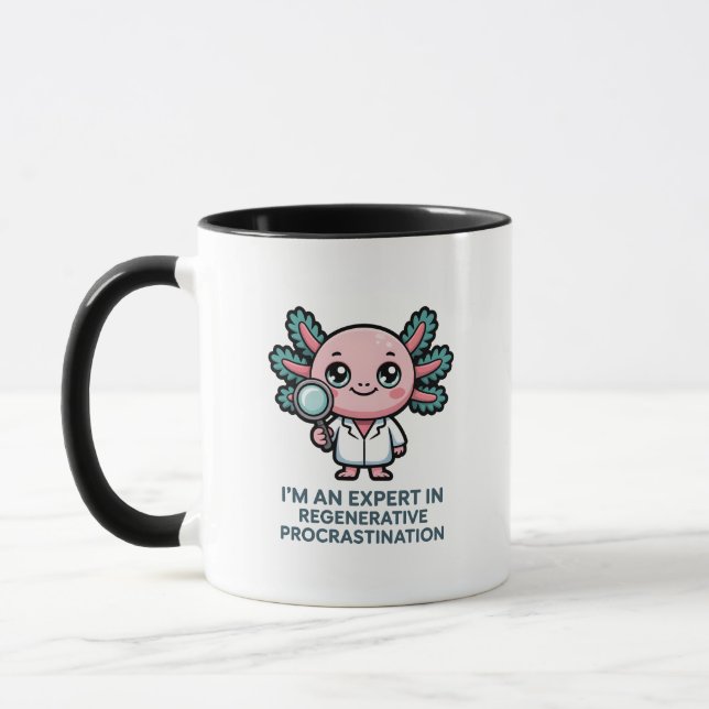 Caneca Procrastinação Regenerativa Axolote Adorável Troca (Esquerda)