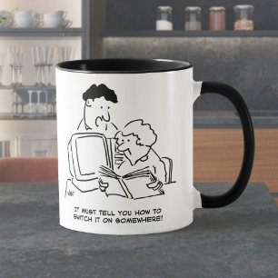 Caneca Procurando Como Ligar o Computador