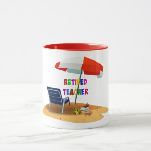 Caneca Professor aposentado, cena de praia (revista)