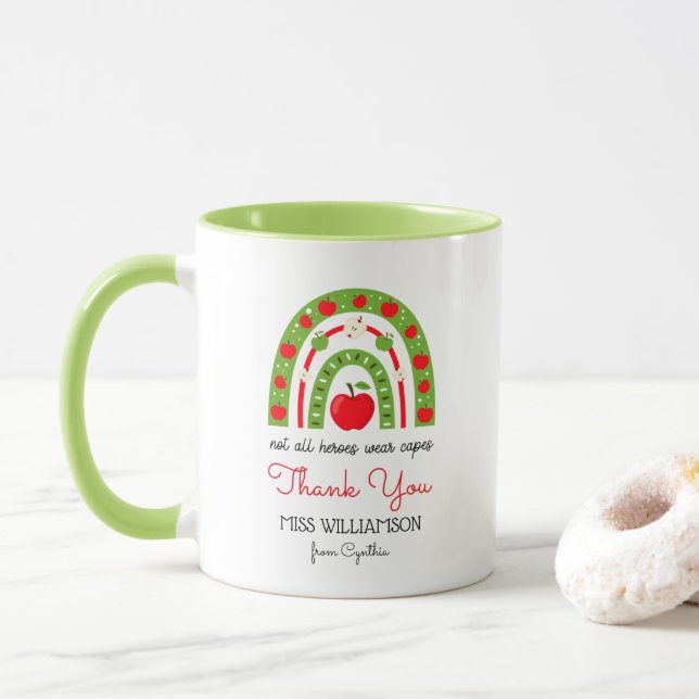 Caneca Professor de Arco Arco-Íris Moderno Obrigado Prese (Com Donut)