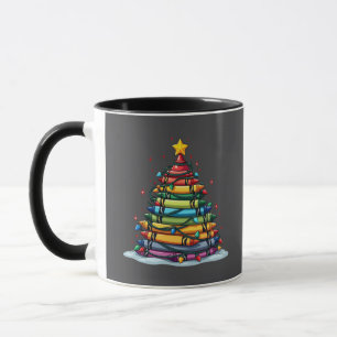 Caneca Professor de Árvore de Natal Crayon Xmas