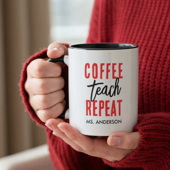 Caneca Professor de café personalizado para tipografia ne (An 11-oz mug is shown. Customize it with name and choose mug style and size.)