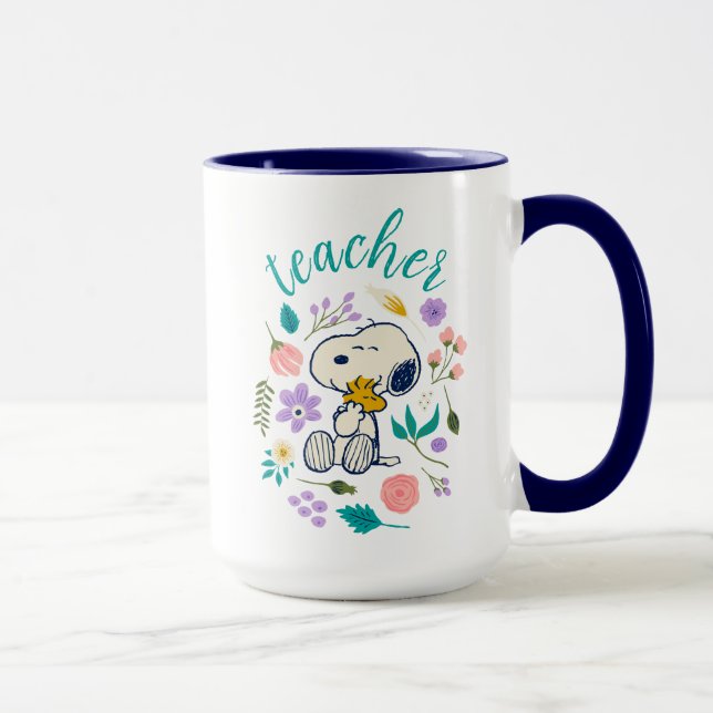 Caneca Professor de Hug de Flor de Esnoopia e Woodstock (Direita)