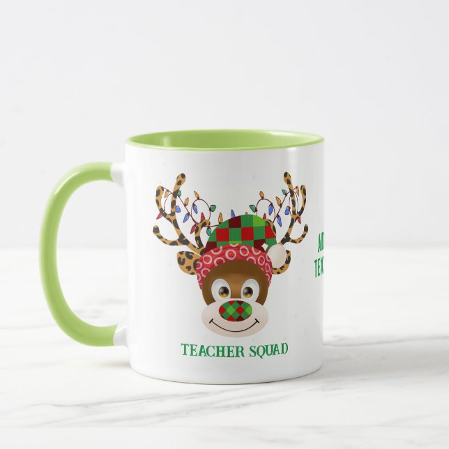 Caneca Professor de Natal Reindeer Professora Verde (Esquerda)