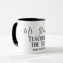 Caneca Professor do Ano Personalizado Texto Moderno Prese