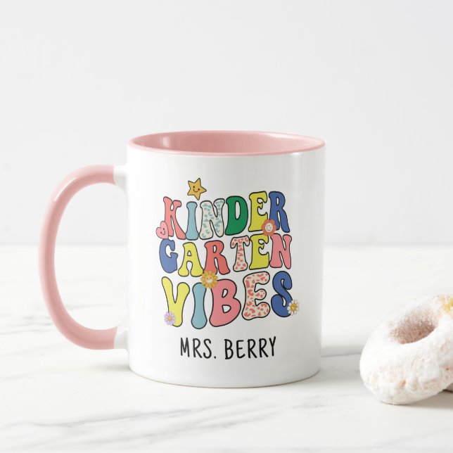 Caneca Professor do Jardim de Infância Vibes (Com Donut)