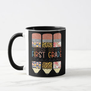 Caneca Professor do Primeiro Ano Funny Leopard Lápis Volt