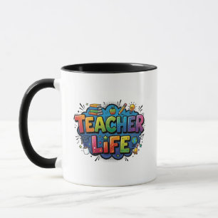 Caneca Professor Personalizado Vida em Estilo de Arte Pop