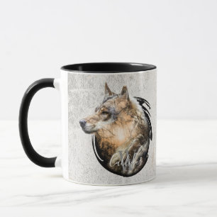 Caneca Projeto personalizado do lobo da floresta