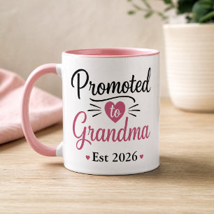 Caneca Promovida para Avó Est 2026 Coração Rosa