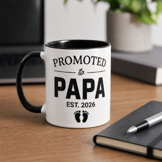 Caneca Promovido a Papai Est. 2026 Anúncio de Gravidez