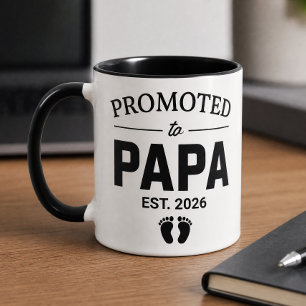 Caneca Promovido a Papai Est. 2026 Anúncio de Gravidez