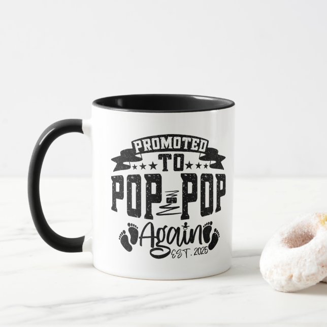 Caneca Promovido a Pop Pop Novamente Est 2021 Divertido A (Com Donut)