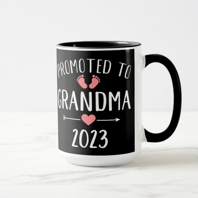 Caneca Promovido a vovó 2023 anúncio de gravidez (Direita)
