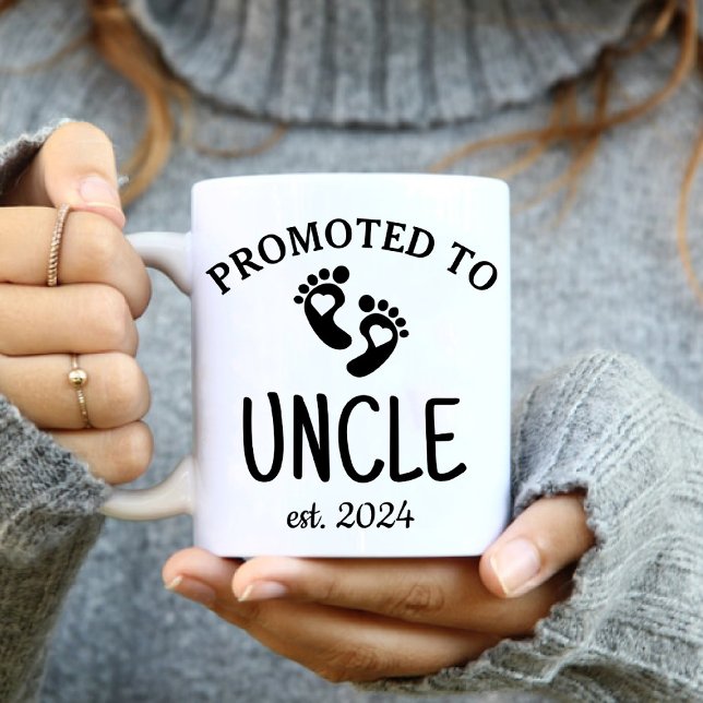Caneca Promovido ao Tio / Primeiro Tio de Escrita Café (Promoted to Uncle / First Time Uncle script Coffee Mug)