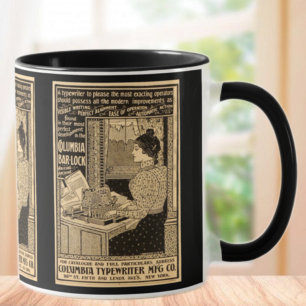 Caneca Propaganda de Máquina de Escrever Art Nouveau Anti