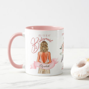 Caneca Proposta de Caricatura Da Bridesmaid Obrigado Pers