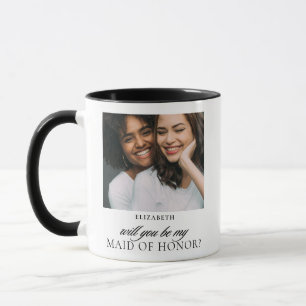 Caneca Proposta de Dama de Honra com Roteiro Minimalista 
