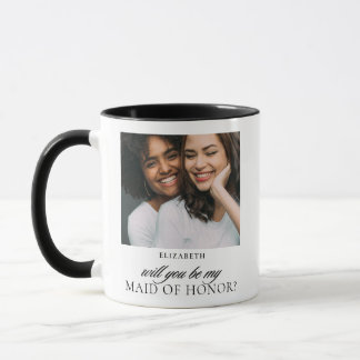 Caneca Proposta de Dama de Honra com Roteiro Minimalista 