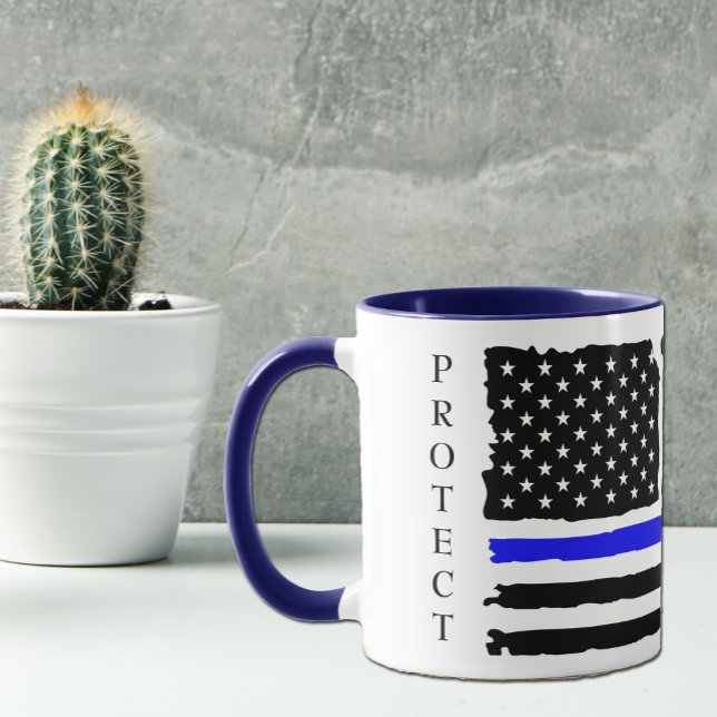 Caneca Proteção e serviço de linha azul fina (Criador carregado)