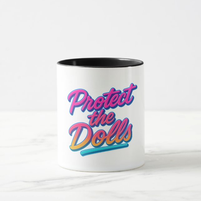 Caneca Proteja as Bonecas Arte Neon Retro (Centro)