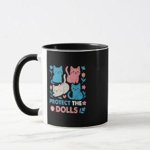 Caneca Proteja os gatos LGBT Trans Igualdade entre Dolls