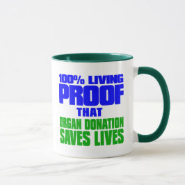 Caneca Prova viva 100% que a doação de órgãos salva vidas