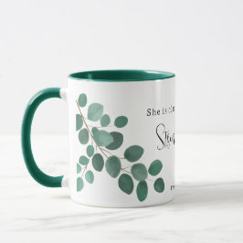 Caneca Proverbs 31:25 Escritura Inspiracional Eucalyptus