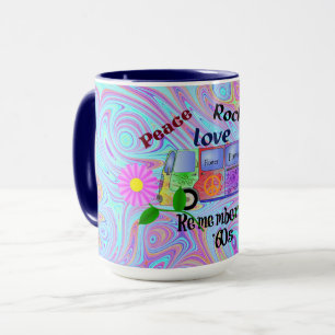 Caneca Psicodélico dos anos 60 — Paz, Amor, Rock 'n' R